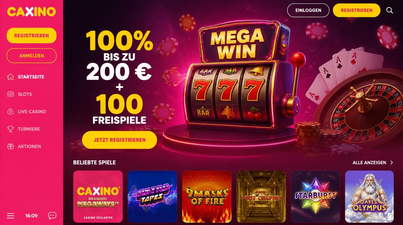 Ein elegantes Layout mit „Willkommensbonus” und Bonusdetails in deutscher Sprache