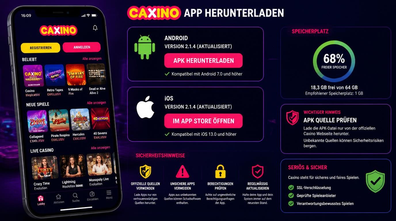 Visualisierung zur Systemvoraussetzung und Sicherheit der Casino-App