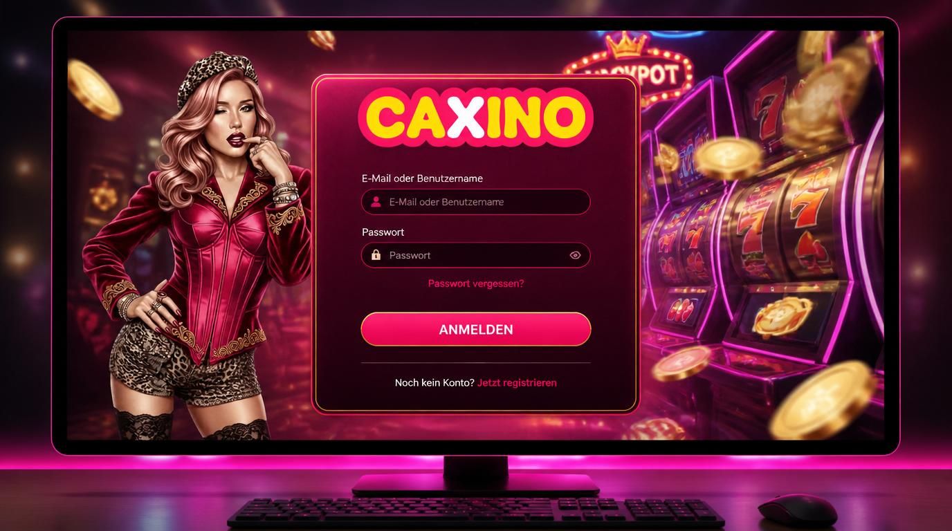 Ein Screenshot von einem Desktop-Login bei Caxino mit deutschen Eingabefeldern